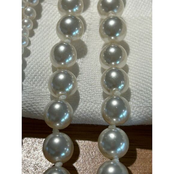 Vntg Lot‎ Faux 2 Pearl Lattice Stretch Bracelets Wide + Strand Knotted Necklace - Picture 2 of 9